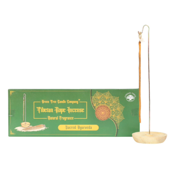 Green Tree Himalayan Herbs Tibetan Rope Incense with Holder Sacred Ayurveda